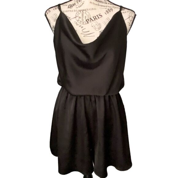 Vici Treat Satin Cowl Neck Romper in Black Size Extra Large - Picture 5 of 11